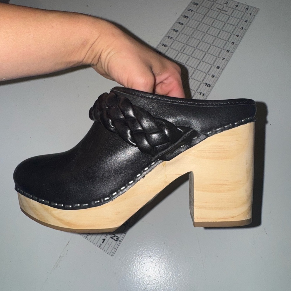Dolce Vita Black Leather Braided Clogs